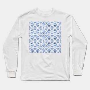 Blue Moroccan Watercolour Tile Print Long Sleeve T-Shirt